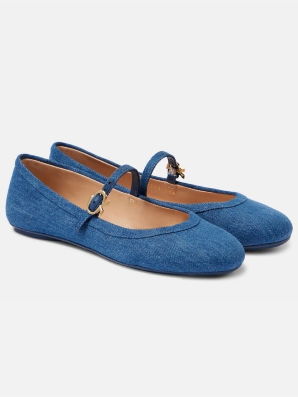 GIANVITO ROSSI CARLA DENIM MID BLUE FLATS IT38.5/US8.5